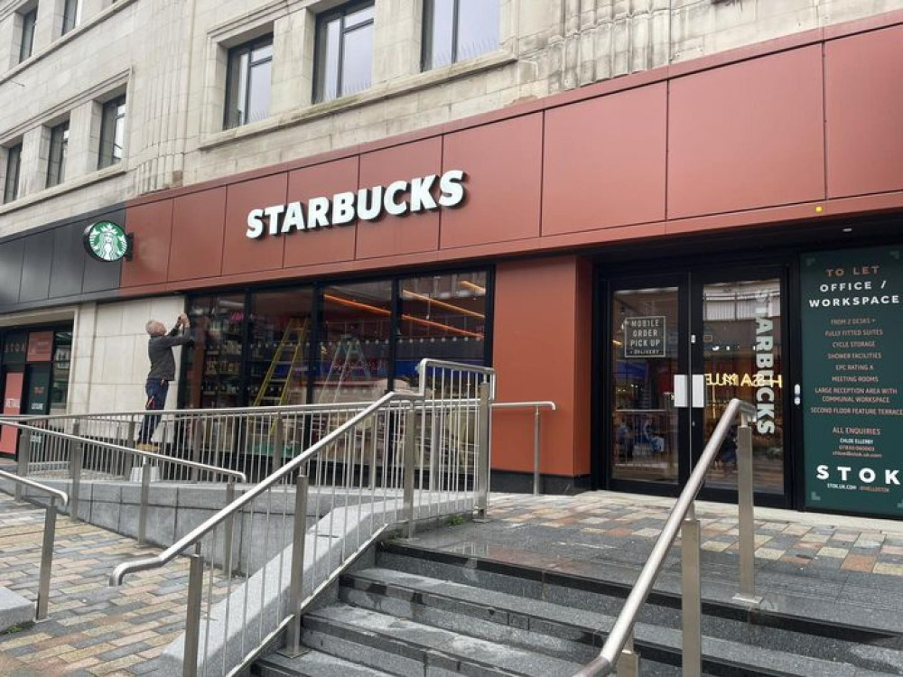 A new Starbucks coffee shop will open in Stockport town centre on Thursday 26 September, at the Stok building just outside the Merseyway Shopping Centre (Image - Nub News)