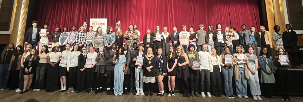 The volunteers pictured with mayor Cllr Kairen Raper at the Civic Hall