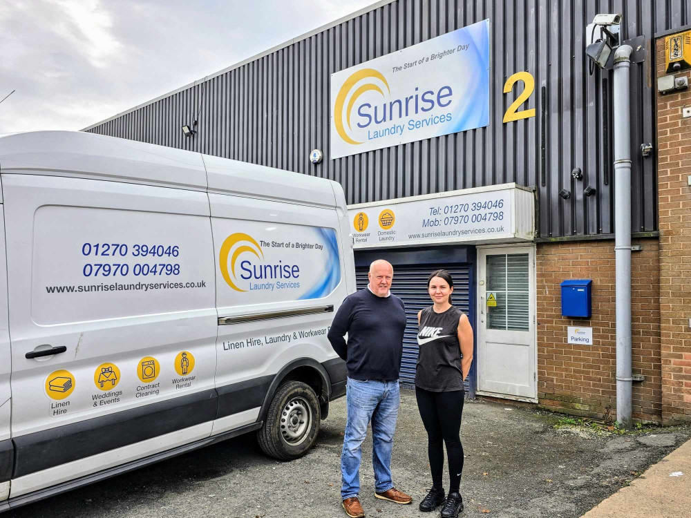 Sunrise Laundry Services, Gateway, has been operating on Crewe Industrial Estate since September 2018, with Chris Gillard and Danielle pictured (Ryan Parker). Sunrise Laundry Services, Gateway, has been operating on Crewe Industrial Estate since September 2018, with Chris Gillard and Danielle pictured (Ryan Parker).
