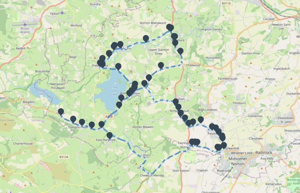 The route of the WESTlocal 99 Chew Valley Cat (Image: Travelwest)