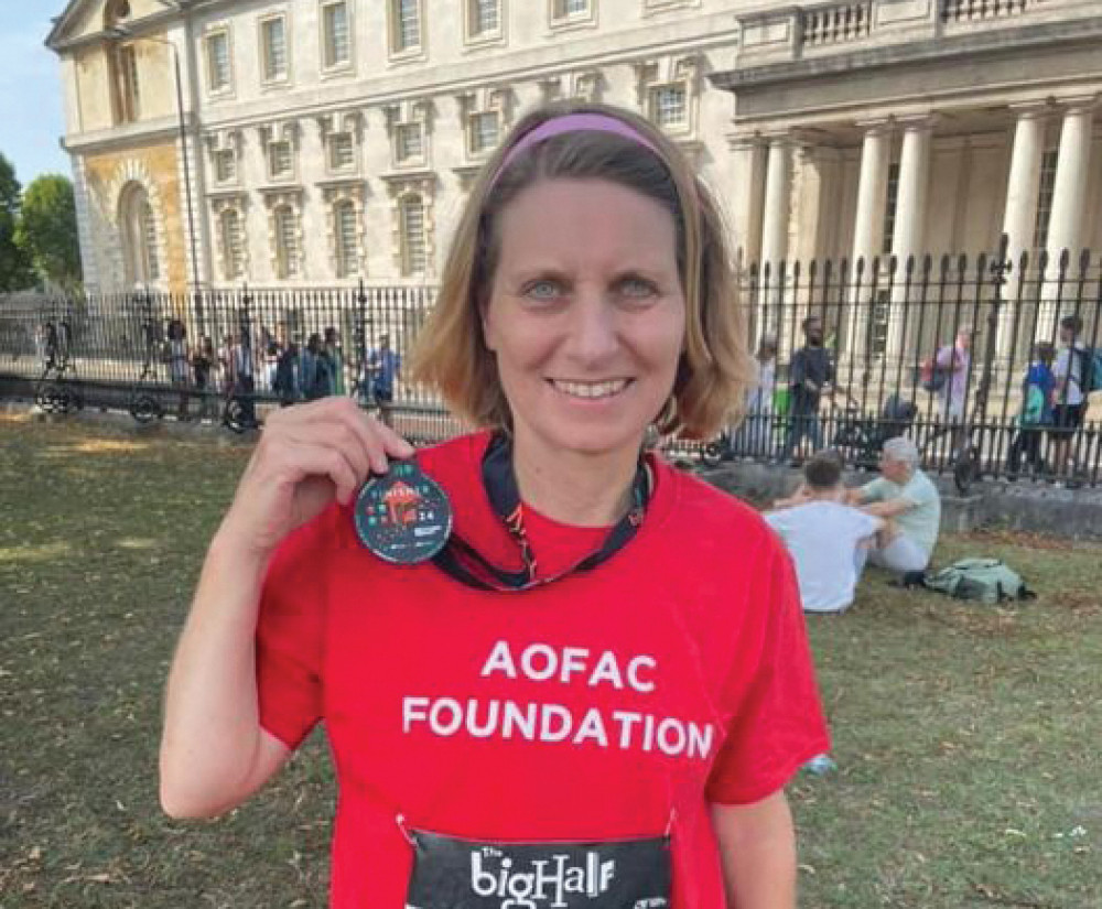 Cllr Cathy Kent after completing her recent London half marathon run. 