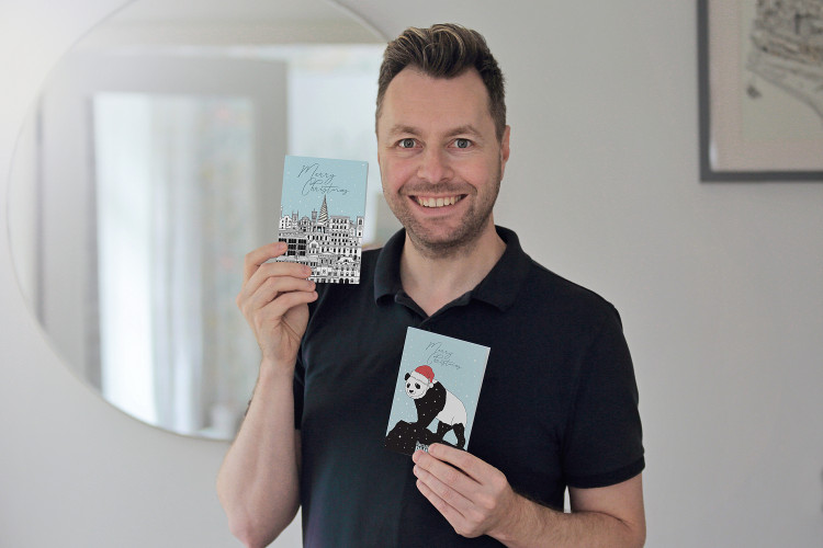 Adam Schofield has previously done the Macclesfield themed Xmas cards to raise money for charities like Cheshire Streetwise or Just Drop In. This year, he has selected two different Macclesfield charities to support with his festive initiative. (Image - Adam Francis Illustrator)