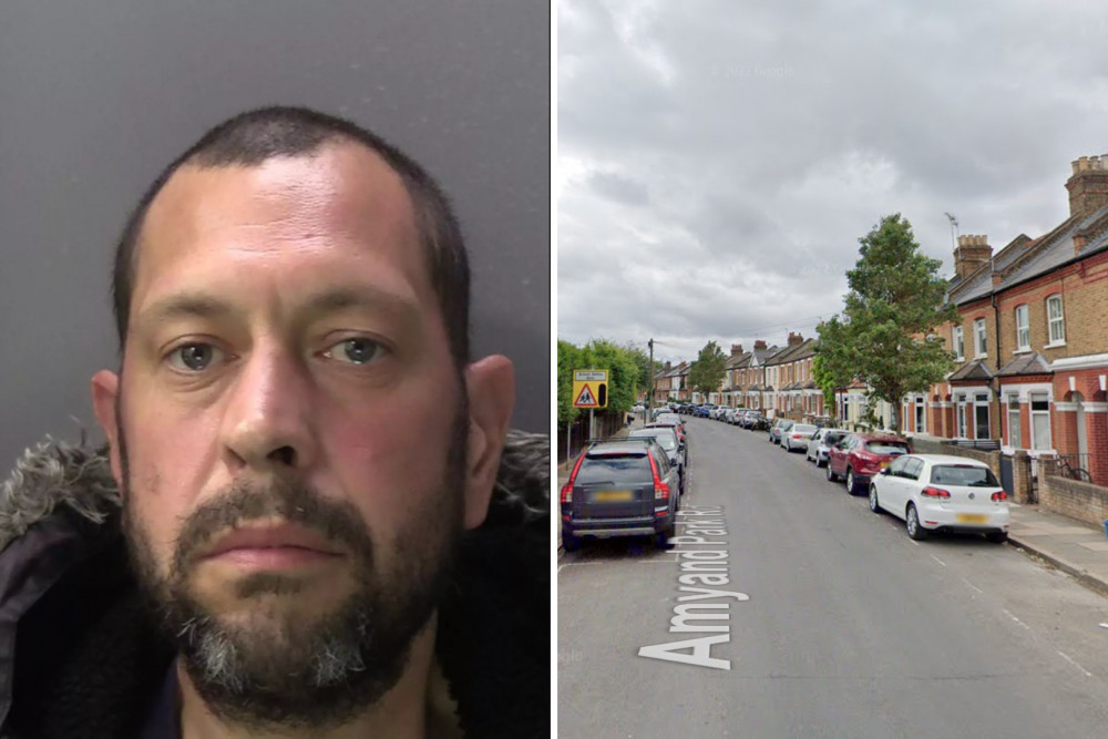 Darren Bingham is banned from knocking on any door of a person unknown to him in England or Wales and from entering Surrey (credit: Surrey Police & Google Maps).