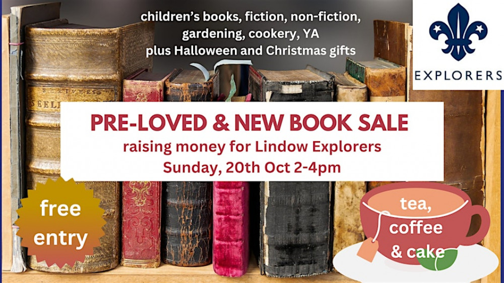 The book sale is on Sunday 20 October (Lindow Explorer Scouts).