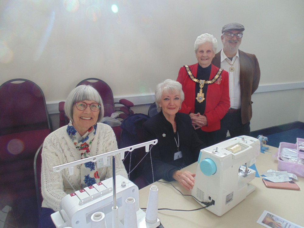 Sandbach Mayor and Deputy Mayor paid the hugely successful Sandbach Repair Cafe a visit to celebrate their first birthday. (Photo: Stewart Green)  