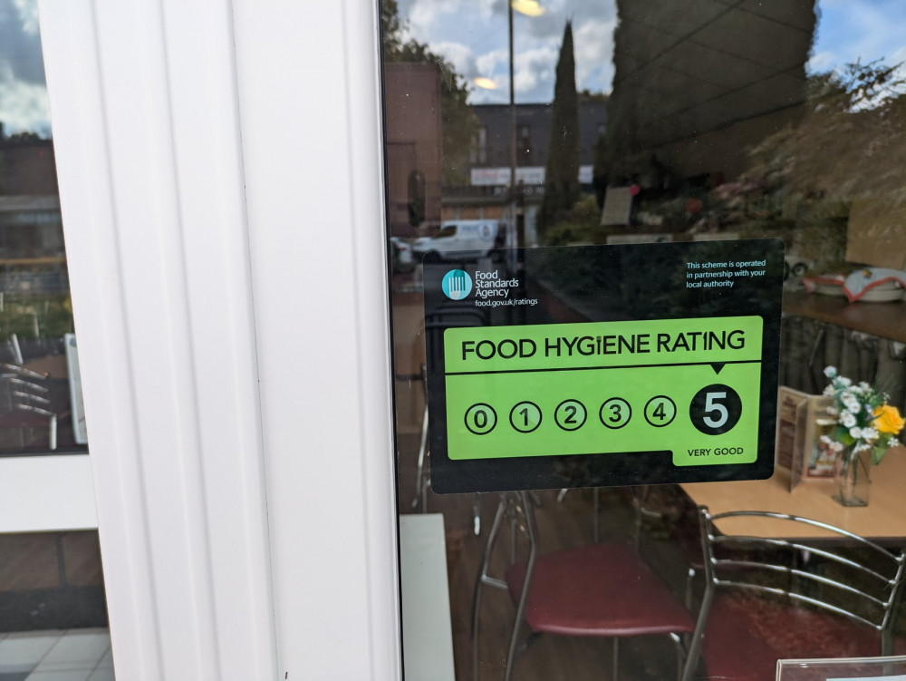 The best food hygiene rating, being proudly displayed at Alsager Community Church. (Image -  Nub News)