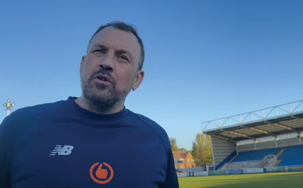 Danny Scopes commenting after the match at Farnborough.