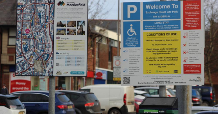 A parking sign at the Exchange Street Car Park, Macclesfield. (Image - Macclesfield Nub News)
