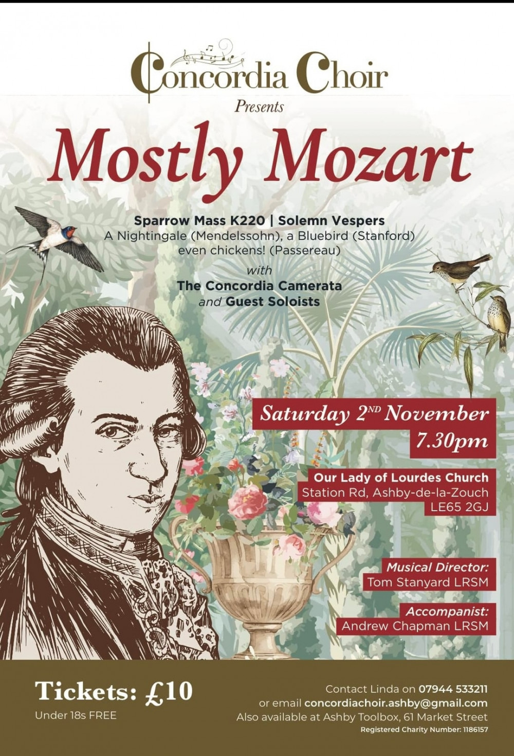 Concordia Choir Presents 'Mostly Mozart' at Our Lady of Lourdes Church, Station Road, Ashby