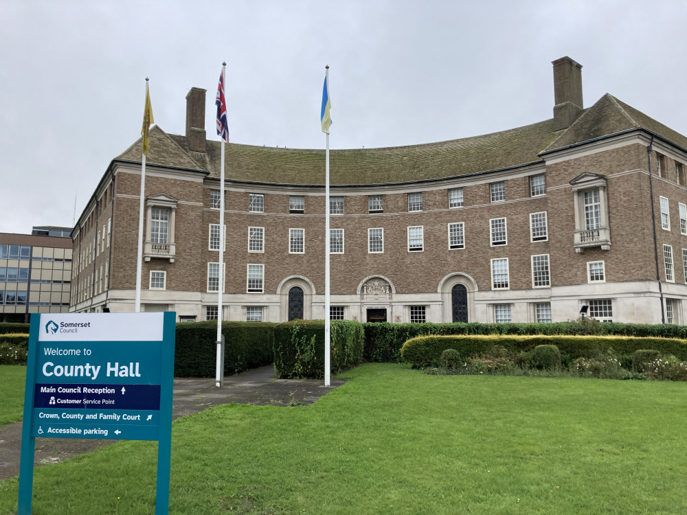 Somerset Council's Headquarters At County Hall On The Crescent In Taunton. CREDIT: Daniel Mumby. 