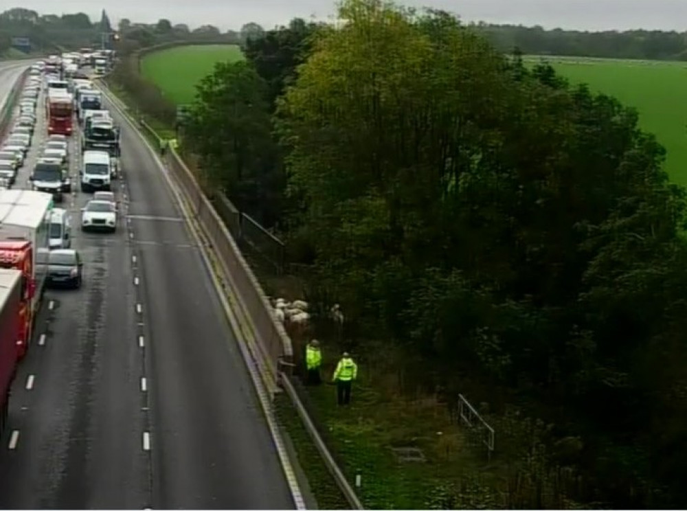 Two lanes of the M6 are closed between Stafford and Stoke-on-Trent (National Highways).