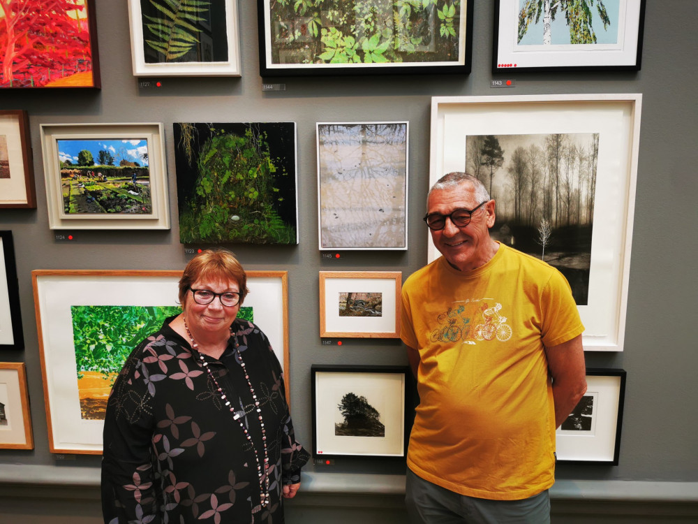 A family affair: Husband Graham Cole, pictured with Christine at the Summer Exhibition in 2024 to view her artwork at the Royal Academy (Photo: Hannah McGivern)