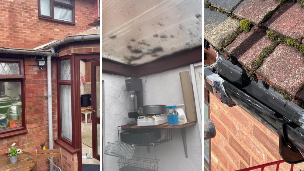 Broken guttering has caused 'thousands of pounds' worth of damage to the Collett's home on Dudley Road (images supplied)