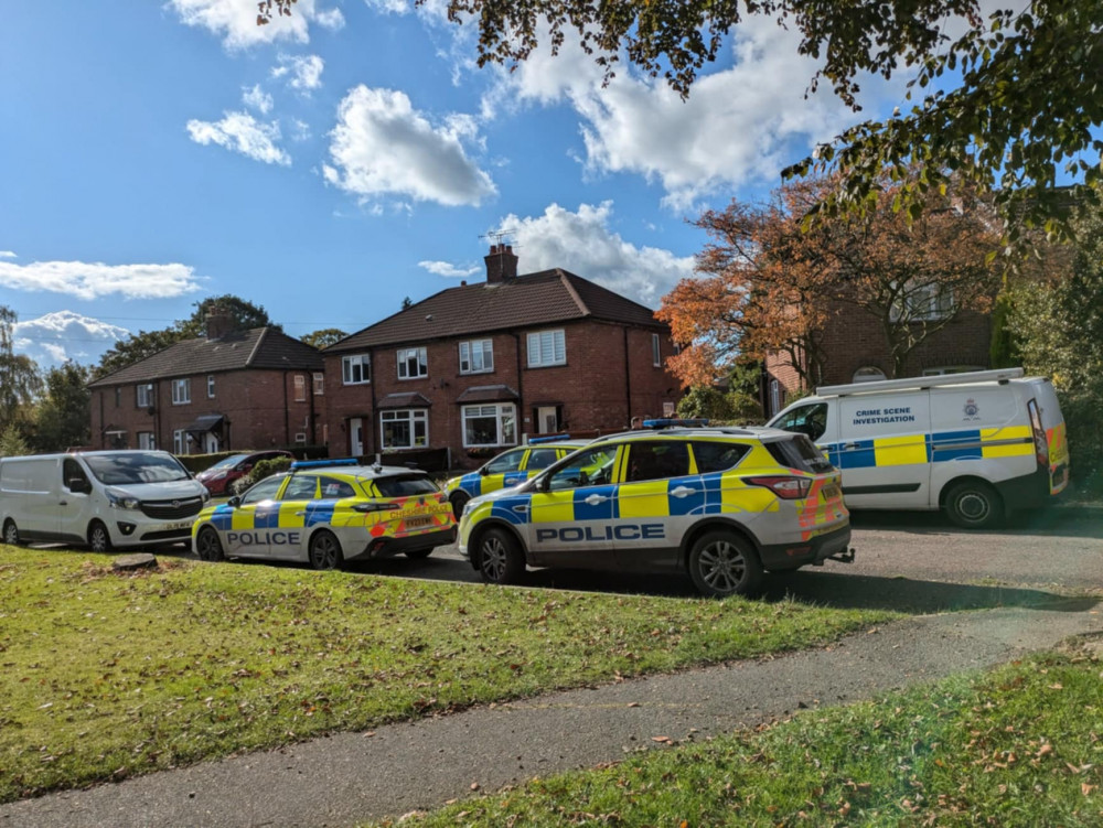 The Crime of Scene van plus other police vehicles outside the address in Platt Avenue yesterday. (Photo: Nub News) 