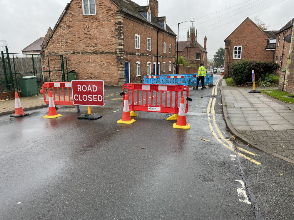 The road is closed at its junction with Jury Street (image by James Smith)