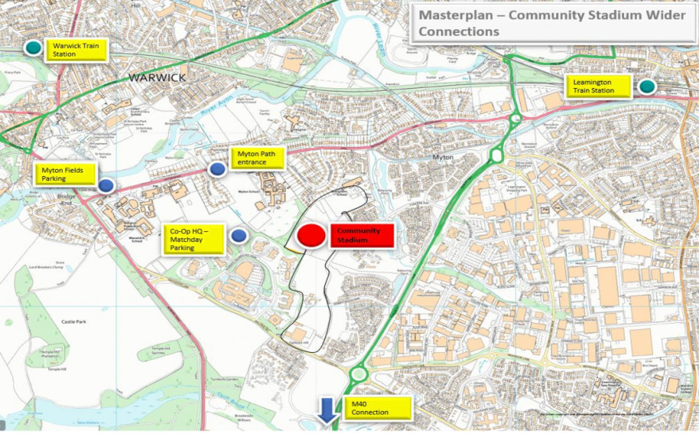 A map outlining the plans for the Myton Path (image via WDC)