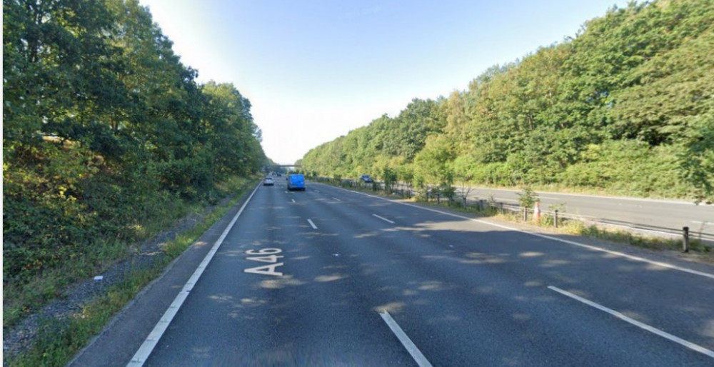 The northbound carriageway will be closed between Thickthorn and Stoneleigh (image via Google Maps)