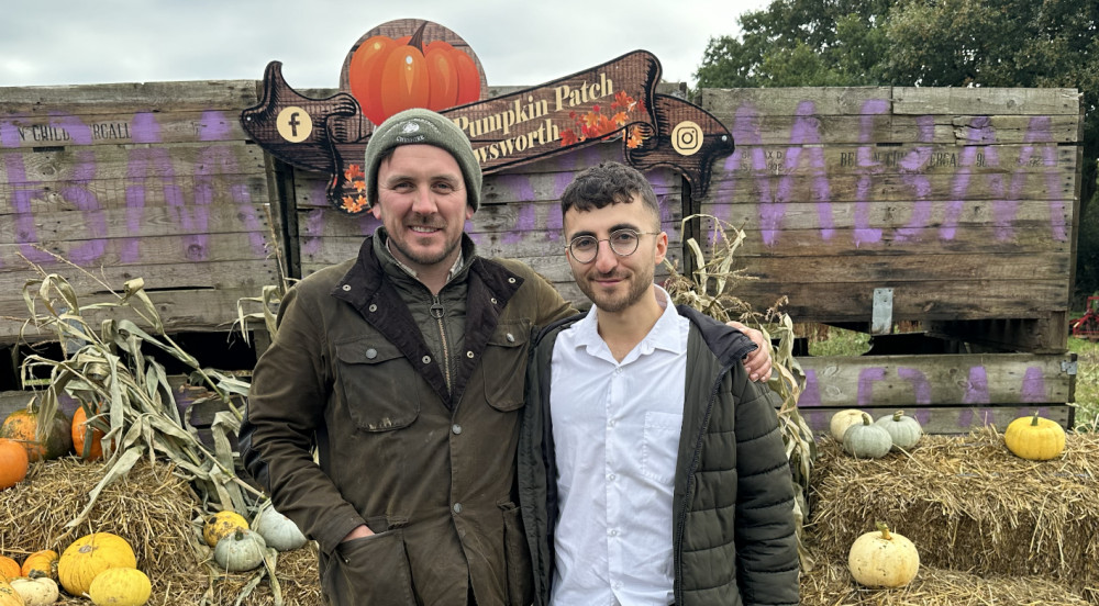 Macclesfield Nub News Editor Alexander Greensmith (right). Pictured at one of the last Nub News articles he will write, photographed next to Daniel Thornicroft (left) of Libby's Patch, in Gawsworth. 