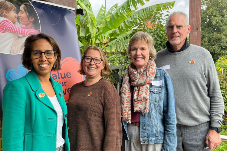 (Left to right) Twickenham MP Munira Wilson alongside Kinship carers Anna, Mandy and Mark (credit: Kinship).