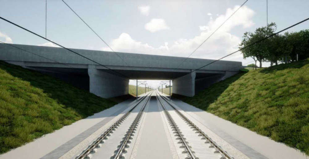 HS2 will install a new bridge under the A46 to allow the new rail line to pass under the road (image via HS2)