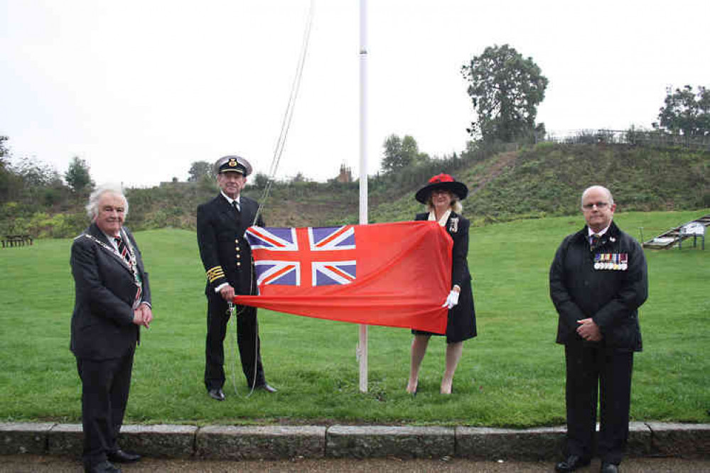 From left to right: Rutland County Council Chairman Edward Baines, Captain Robert Strick, Lord-Lieutenant of Rutland Dr Sarah Furness, Armed Forces Champion Councillor Ian Razzell in 2020