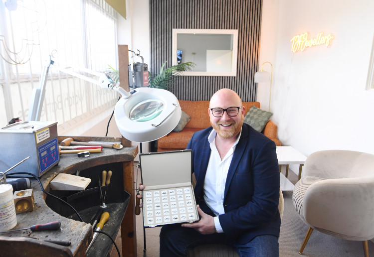 Richard Jones inside The Jones Family Jewellers’ new private viewing room at its Kenilworth store in Talisman Shopping Centre (image via PLMR Advent)