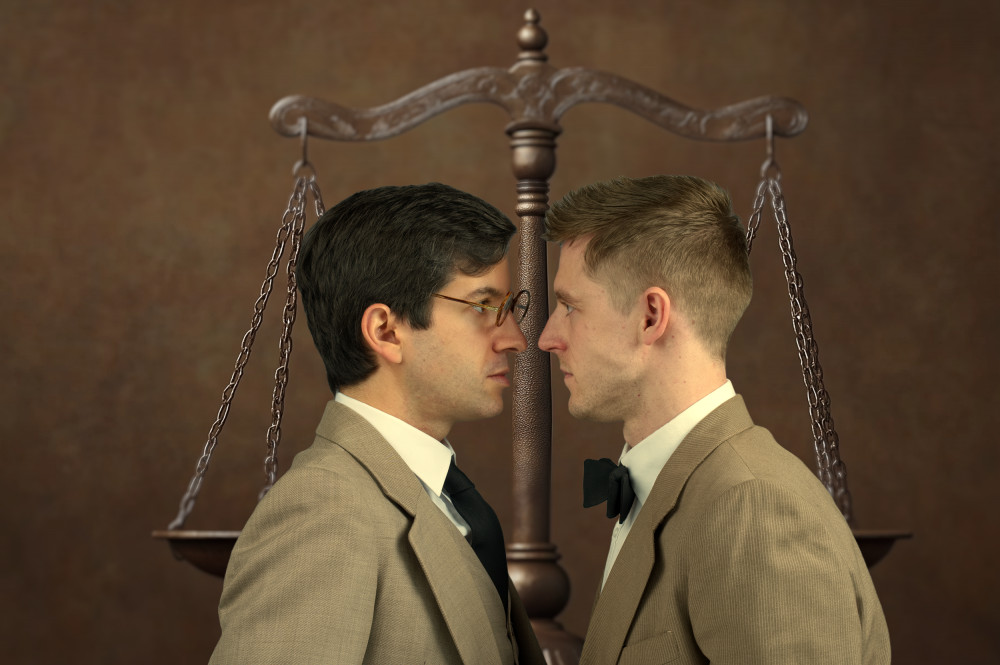 Nathan Leopold (Julien Rosa) and Richard Loeb (Ben Ionoff) face off with justice in ‘Never the Sinner’ - a powerful true-crime drama that delves into one of Chicago’s most notorious murder trials (image by Robert Warner)