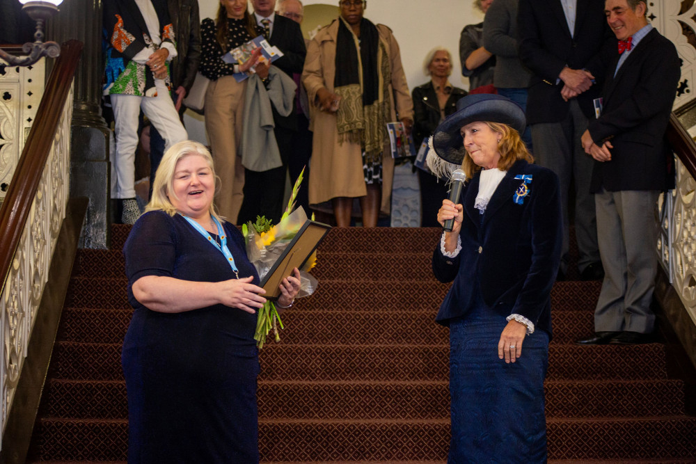 Karyn Johnson, with the High Sheriff of Cheshire Clare Hayward. (Image - East Cheshire Hospice) 