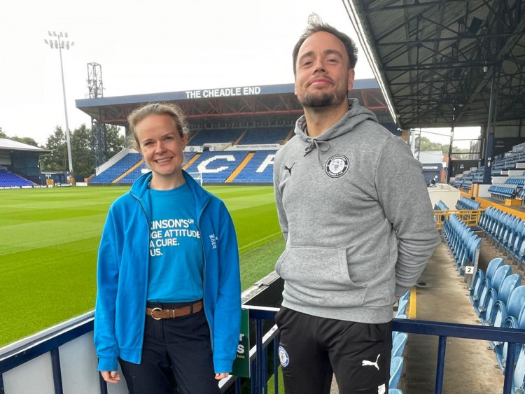 Stockport County Community Trust have teamed up with Parkinson's UK to launch new exercise sessions to support people living with Parkinson's. Pictured are Helen Sturman (Parkinson's UK 's Area Development Manager) and Eddie Owen (Stockport County Community Trust Health & Wellbeing Manager) (Image - Stockport County)