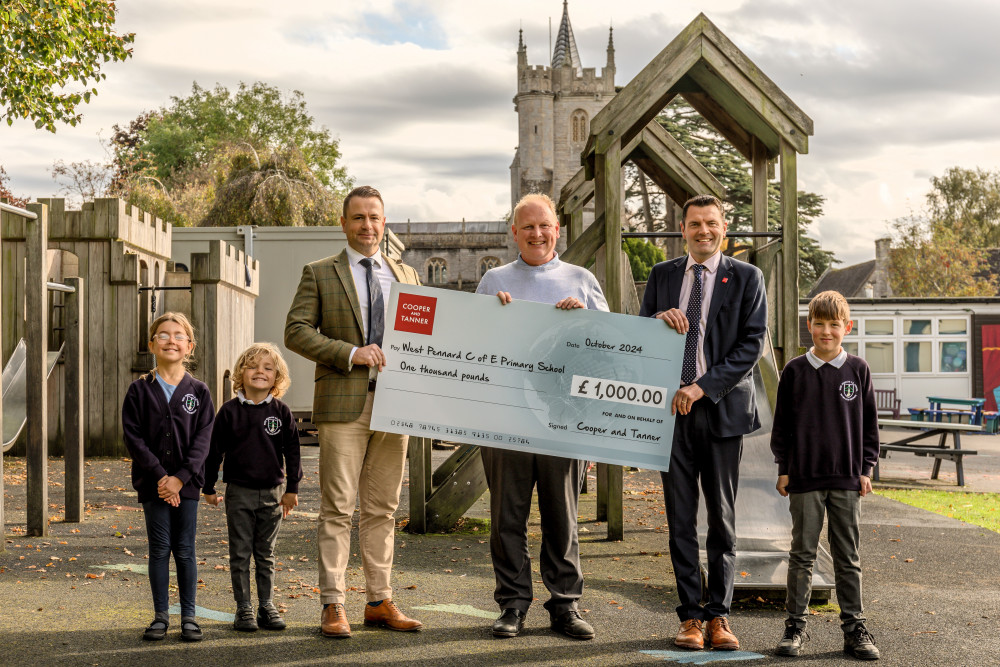 Cheque presentation at West Pennard School