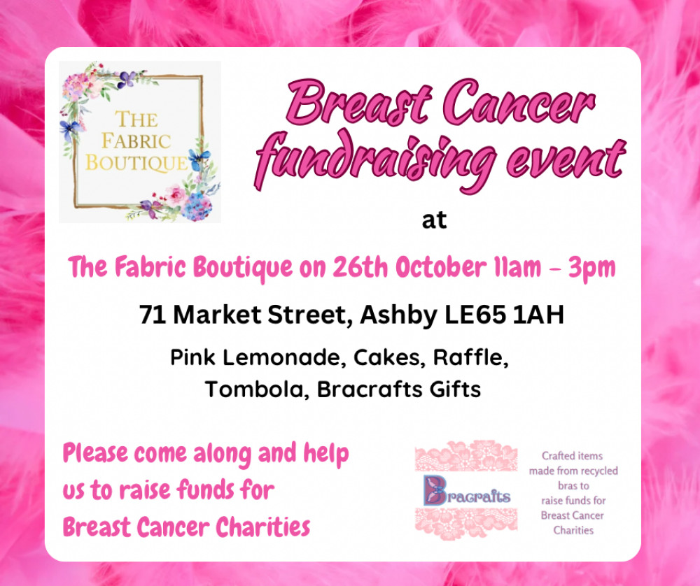 Breast Cancer Fundraiser at The Fabric Boutique, Ashby de la Zouch