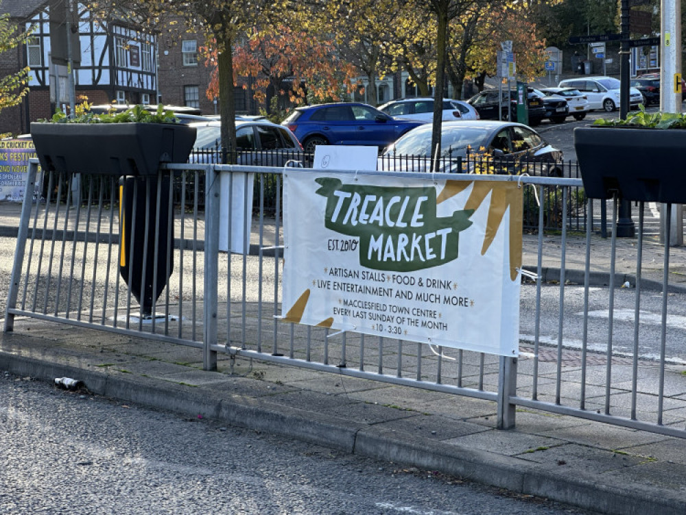 A Treacle Market sign, on Waters Green, Macclesfield. The Market underwent their first-ever rebrand last month. (Image - Macclesfield Nub News) 