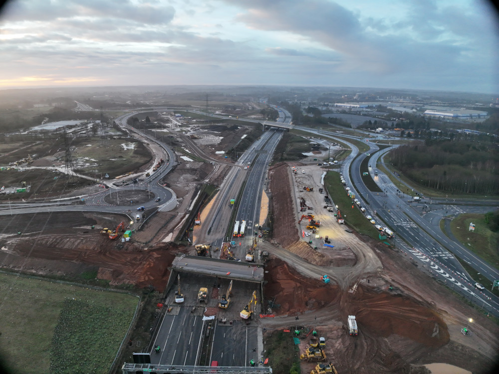 HS2 works on the M42 earlier this year (image via HS2)