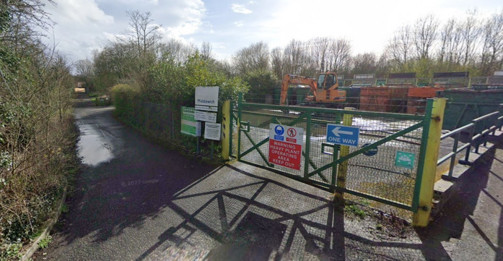 Middlewich Household Waste Recycling Centre shut in August 2024. (Image - LDR/Cheshire East Council)