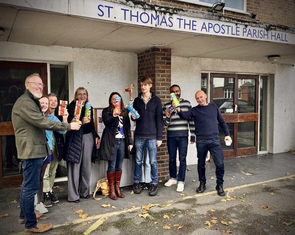 Members of the community at the drop-off point