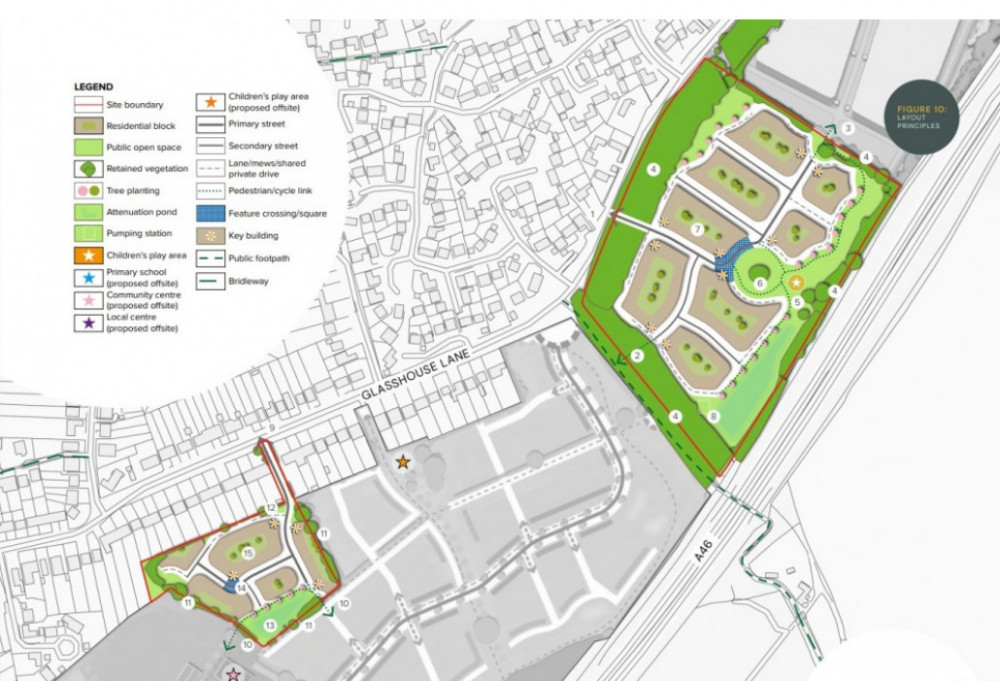 Bloor Homes has applied for outline planning permission to build 200 homes on Glasshouse Lane (image via planning application)