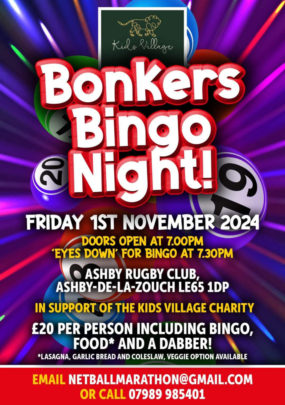 Bonkers Bingo Night at Ashby Rugby Club in Ashby de la Zouch