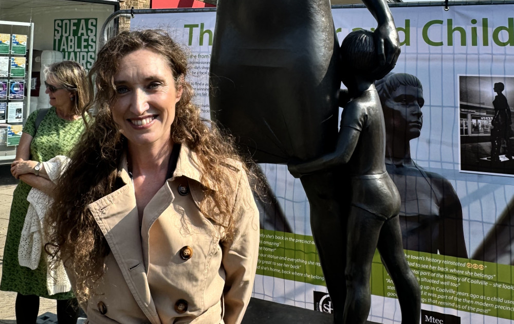 Lucy Bronze restored the Mother and Child Statue in Coalville. Photos: Coalville Nub News