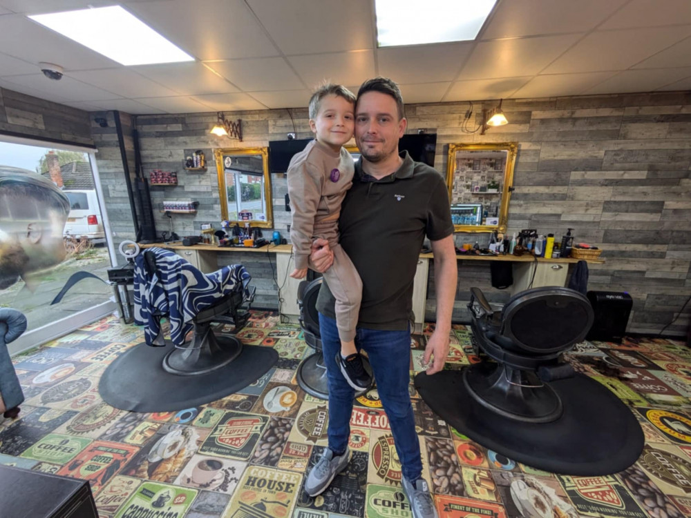 Dad Robert Boote and son Arthur who had their locks chopped for charity today. (Photo: Nub News)