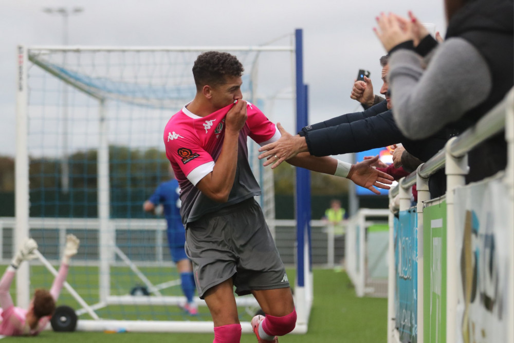 Carey Bloedorn was left on his back and could barely believe it as Calvin Brooks embarked on his celebrations with Weynouth fans after the deciding goal.