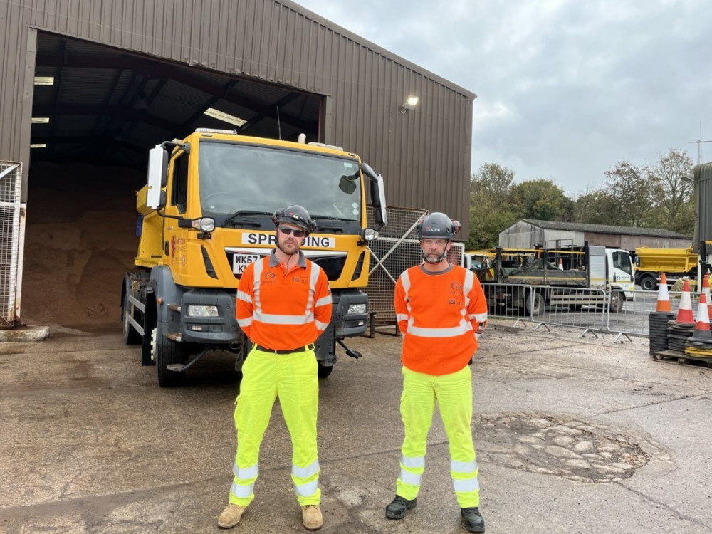 Two members of Somerset Council's gritting team (image via Somerset Council)