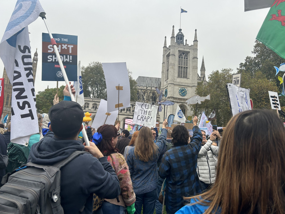 River Action’s March for Clean Water in London was the biggest water demonstration in the Uk (Some attendees dressed up for the occasion (Credit: Tilly O’Brien)