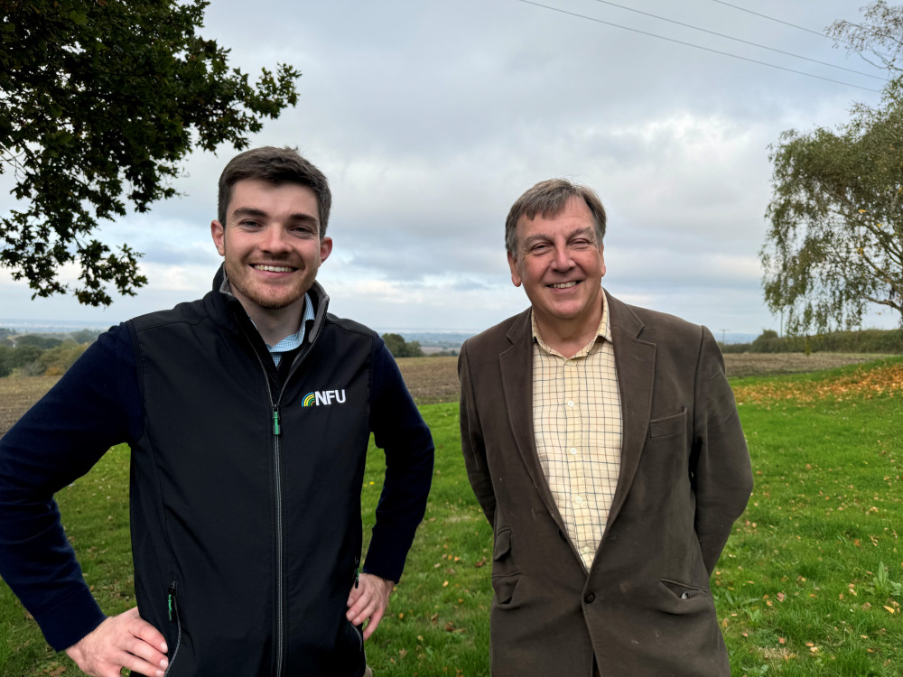 Sir John Whittingdale pictured with NFU County Secretary Hamish Debnam-Sharp. (Credit: John Whittingdale)