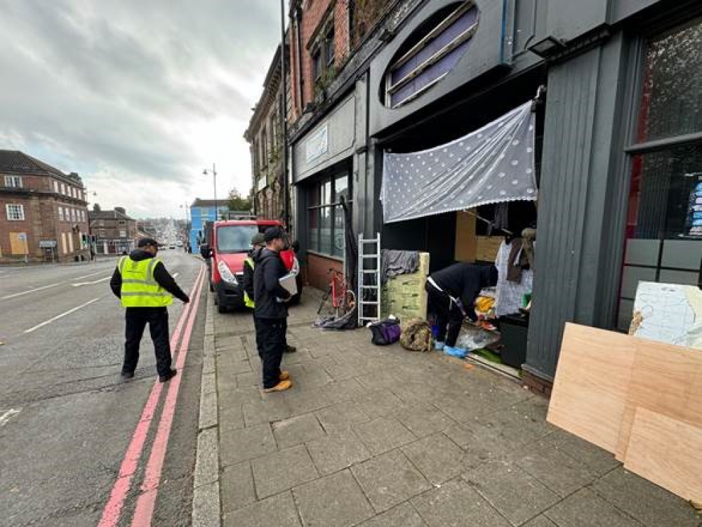 An 'illegal homeless camp' has been removed from Swan Square, Burslem (Stoke-on-Trent City Council).