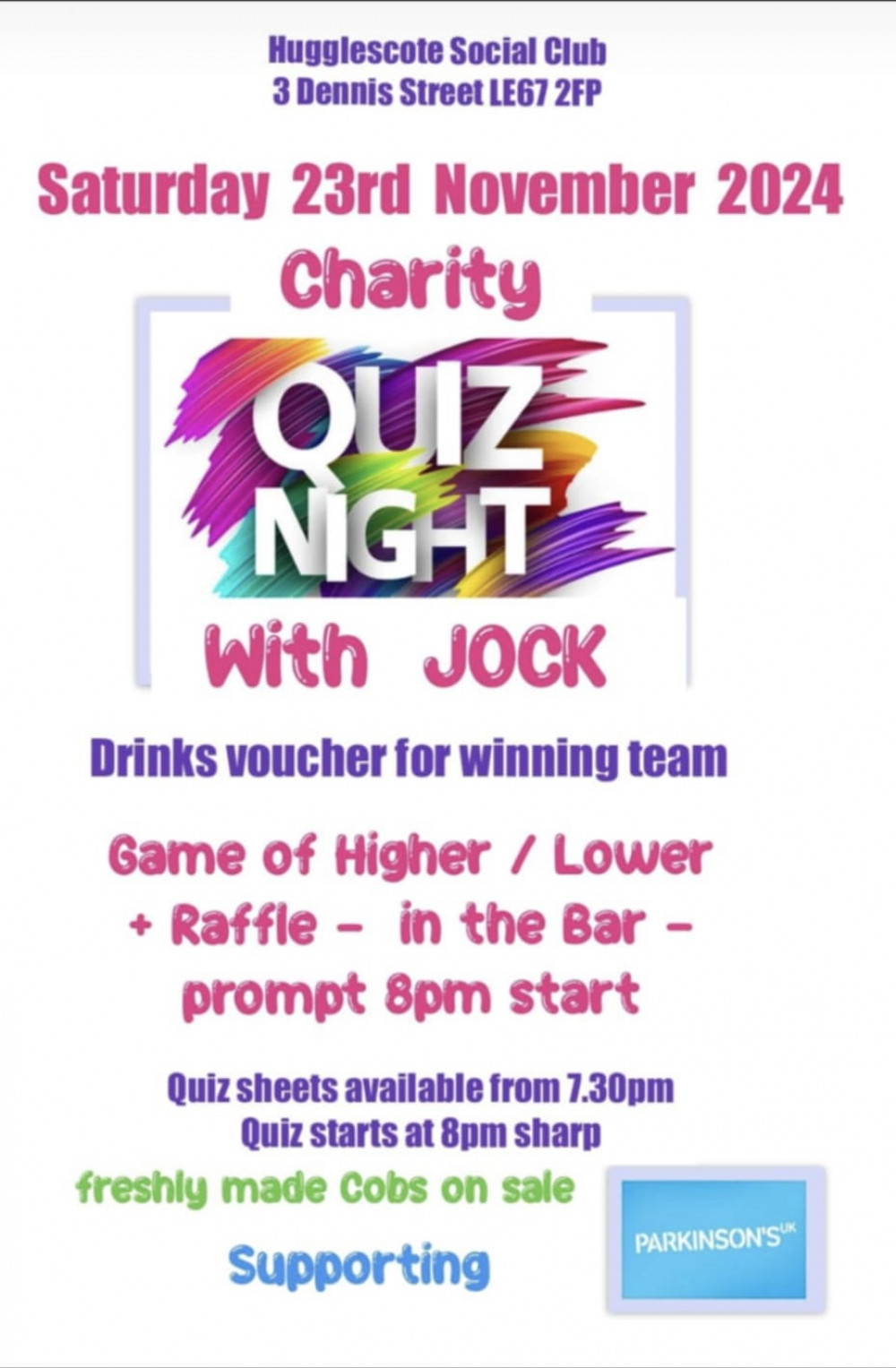 Jock’s Quiz Night at Hugglescote Social Club, Dennis Street, Hugglescote, Coalville Jock’s Quiz Night at Hugglescote Social Club, Dennis Street, Hugglescote, Coalville