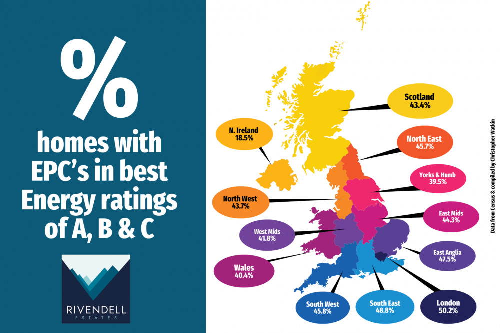 New data highlights regional variations in energy-efficient homes across the UK, with potential implications for property values.