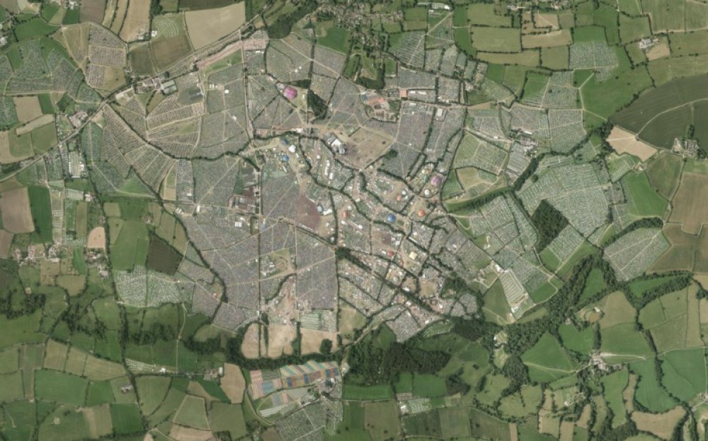 Aerial Shot Of The 2019 Glastonbury Festival. CREDIT: Planning Sphere. Aerial Shot Of The 2019 Glastonbury Festival. CREDIT: Planning Sphere.