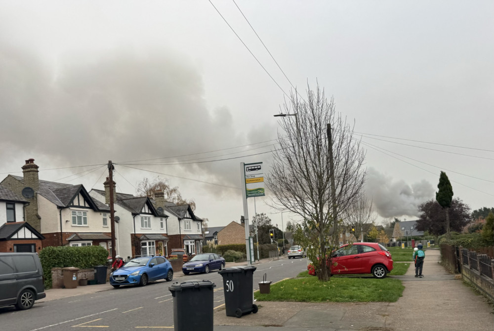 Smoke from the fire at Global Ardour in Wallace Way