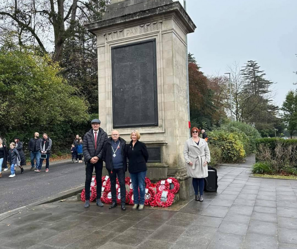 Dignitaries at Shepton Mallet Cenotaph. Dignitaries at Shepton Mallet Cenotaph.