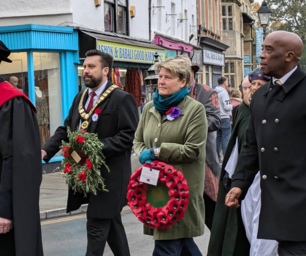 MP Sarah Dyke with the chair of Street Parish Council, Bryan Knickerbocker in Glastonbury. MP Sarah Dyke with the chair of Street Parish Council, Bryan Knickerbocker in Glastonbury.